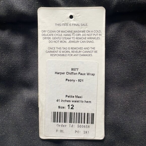 Revelry Bridesmaid Dress, Harper Chiffon Faux Wrap Dress, Peony 921, Size 12 - Picture 3 of 11